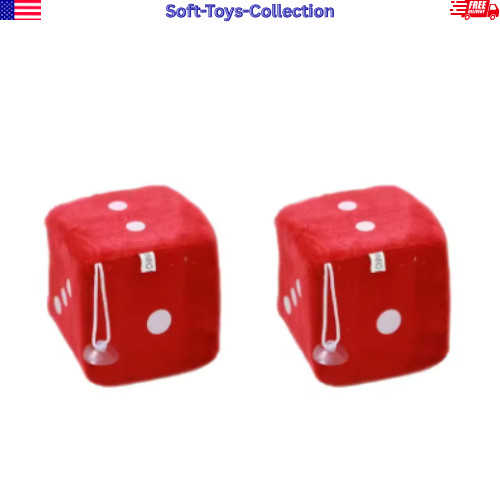2PCS Fuzzy Dice Car Mirror Hanging Ornament Auto Interior Decor Gift