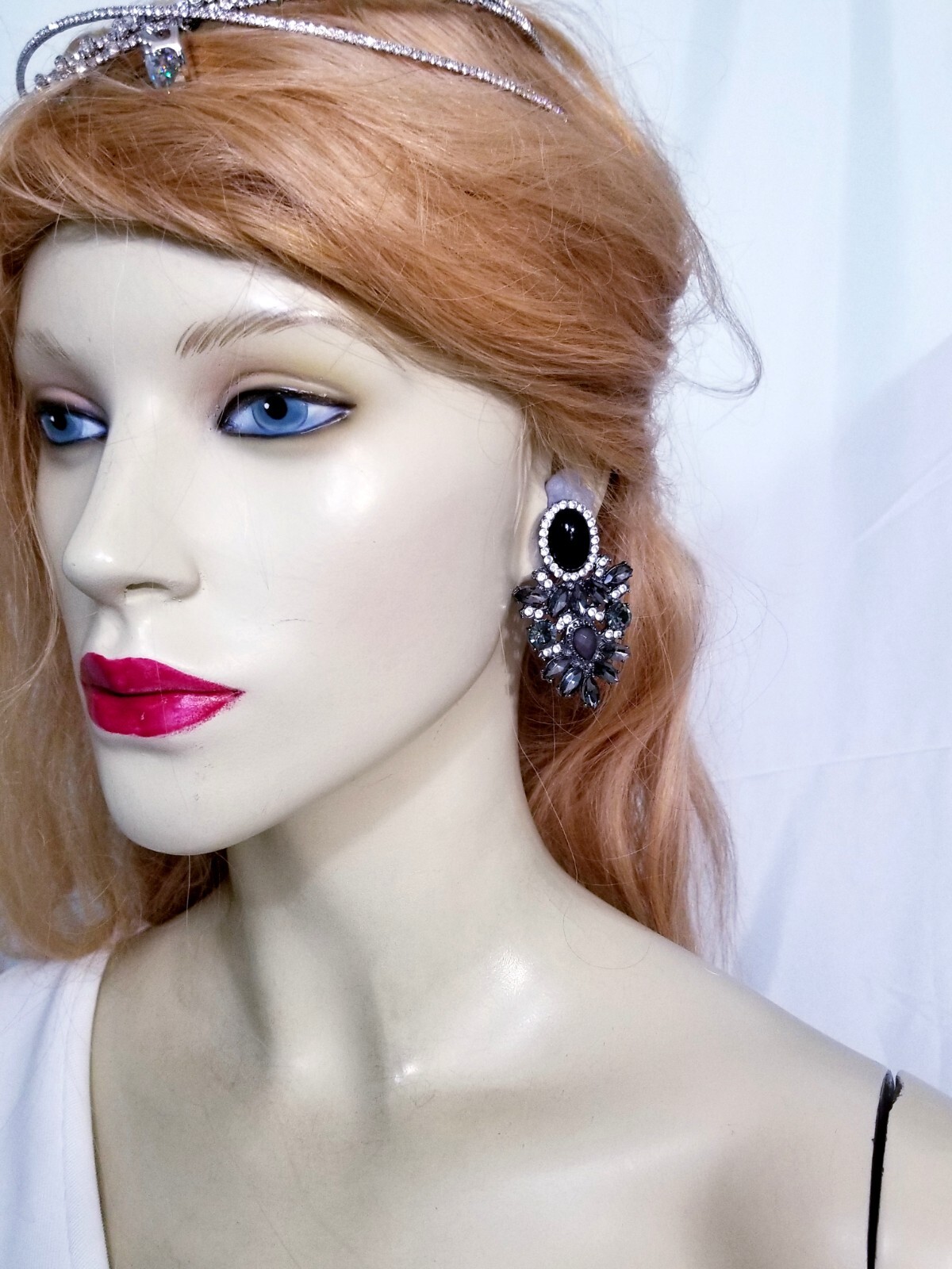 Chandelier Earrings Rhinestone Austrian Crystal 2.3 inch Gray