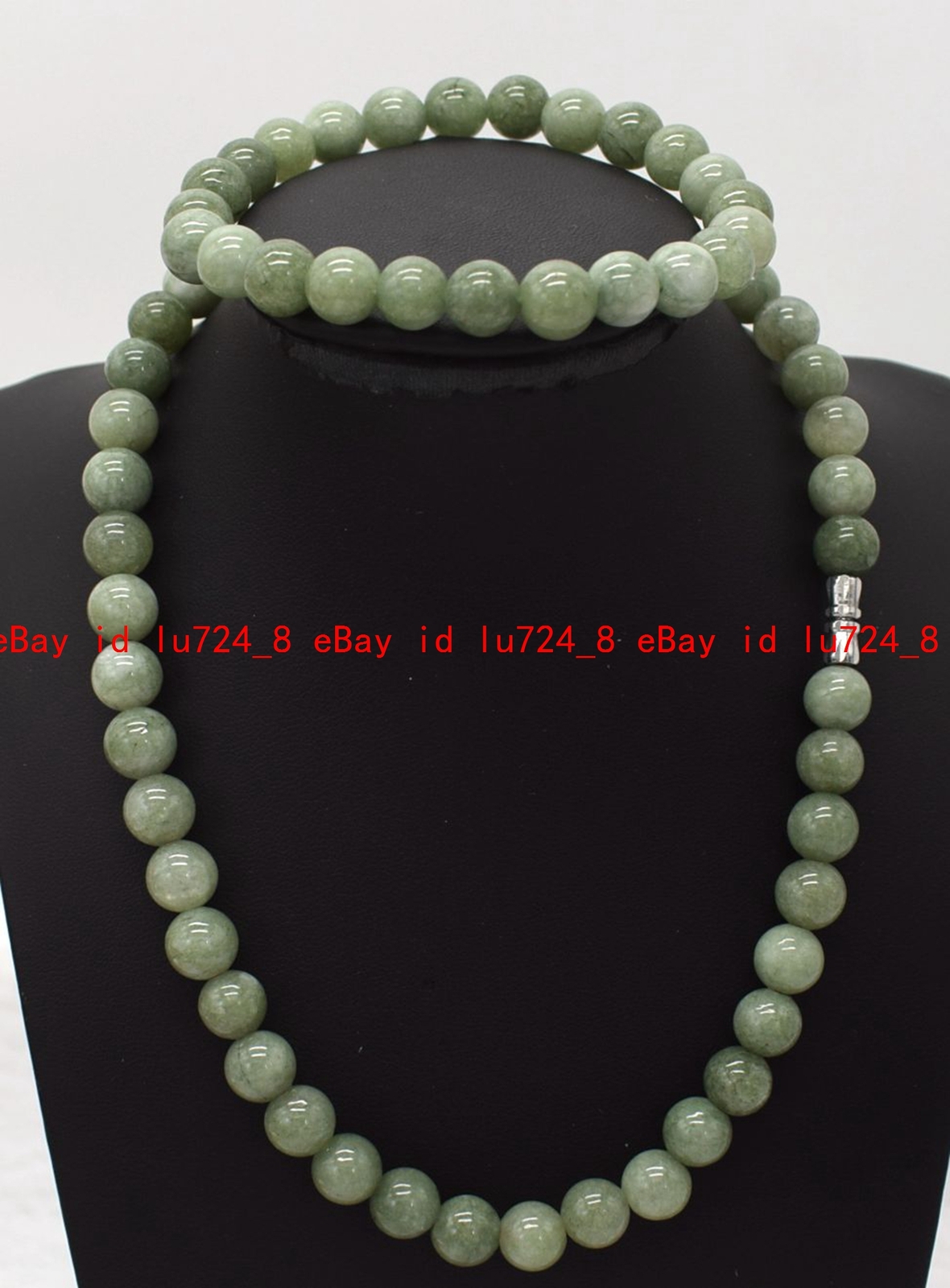 6/8/10mm Natural A Green Jade Jasper Round Gemstone Beads Necklace Bracelet Set