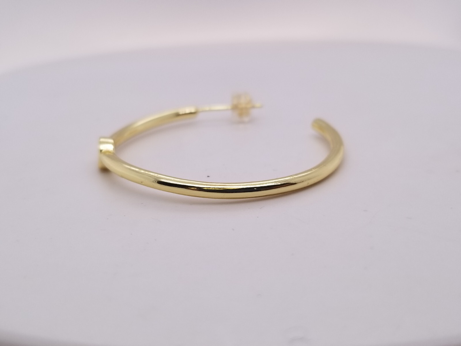 Jennifer Miller Bezel Hoop Gold Plated Sterling Silver Earrings