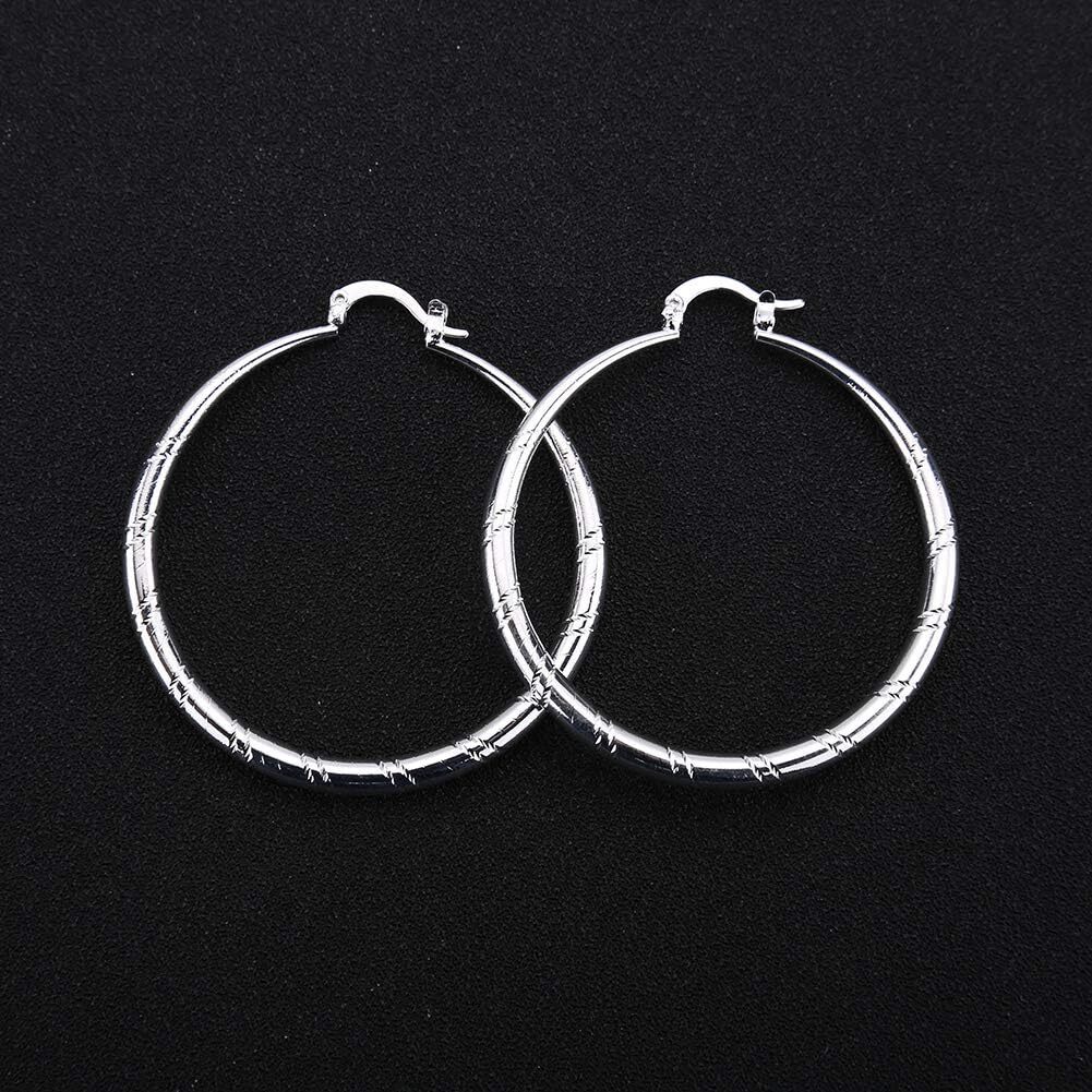 Women Fashion 925 Sterling Solid Silver Ear Earrings Wedding Jewelry (1.58 inch)