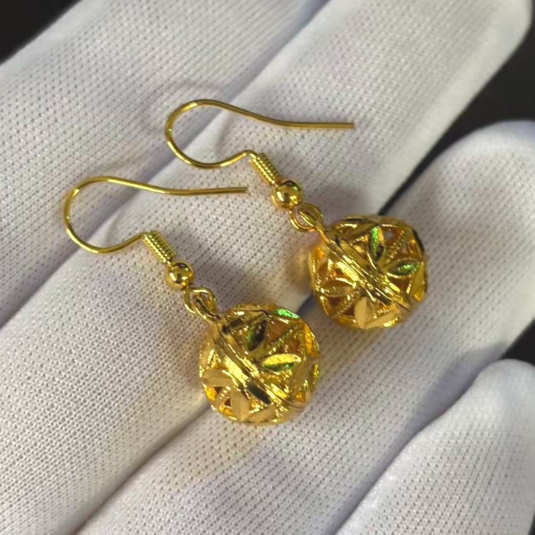 Hollowed-out Balls Drop Dangle Earrings Gold-plated (NOT SURE) No Mark