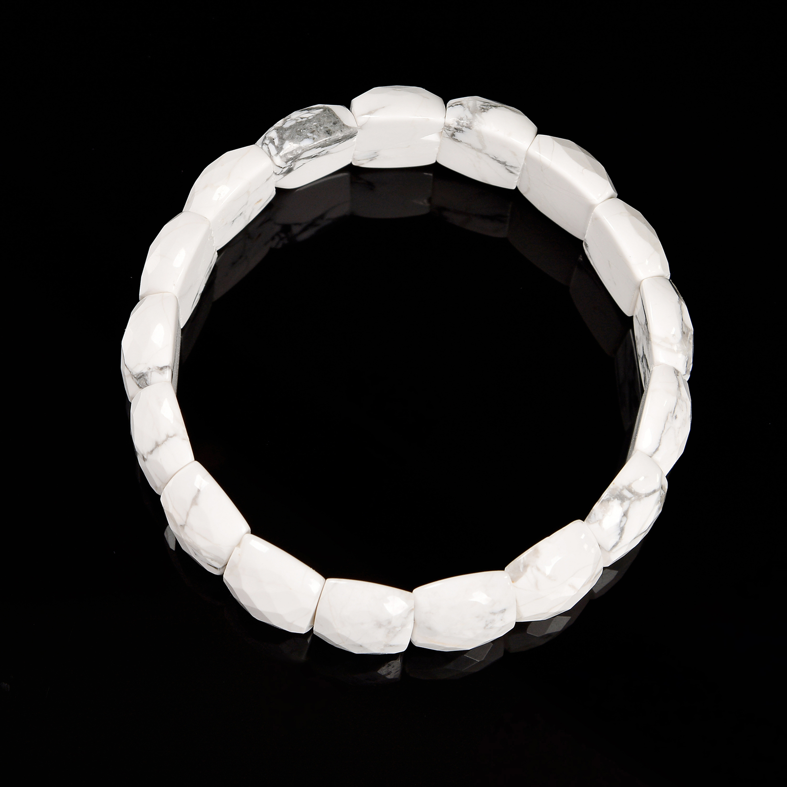 Howlite Faceted Rectangle Beaded Bracelet Beads Size 12x20mm 7.5” Length