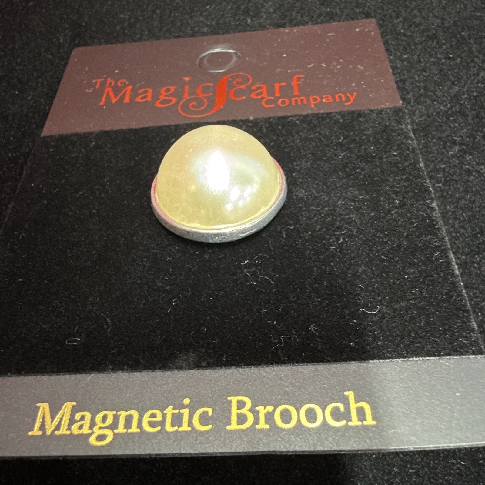 The Magic Scarf Company Magnetic Brooch Pin, Round Cream Pearl, Silver Tone