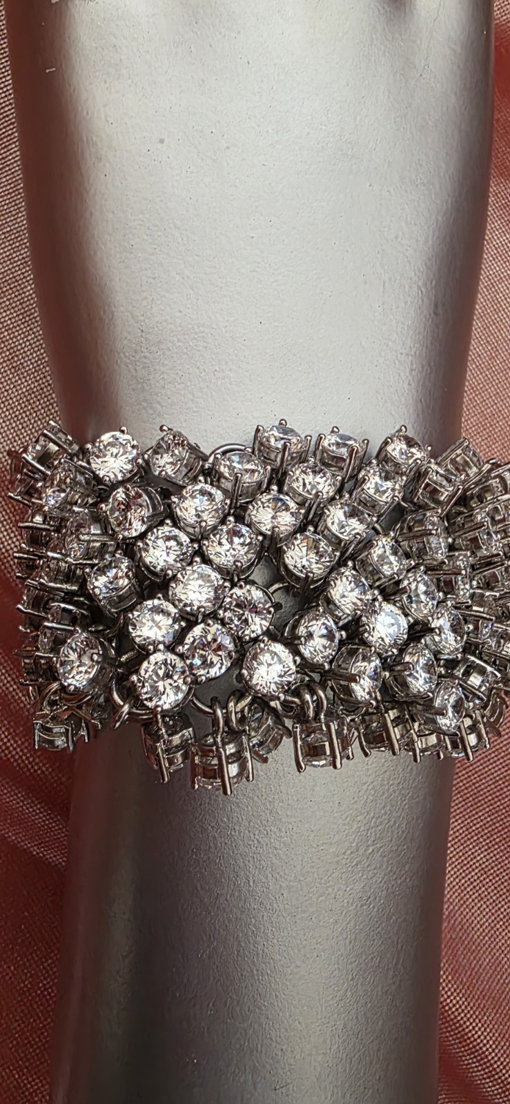 Made In Italy Tremblant Wide Bracelet Luxury CZ Round & Baguette Cluster Design