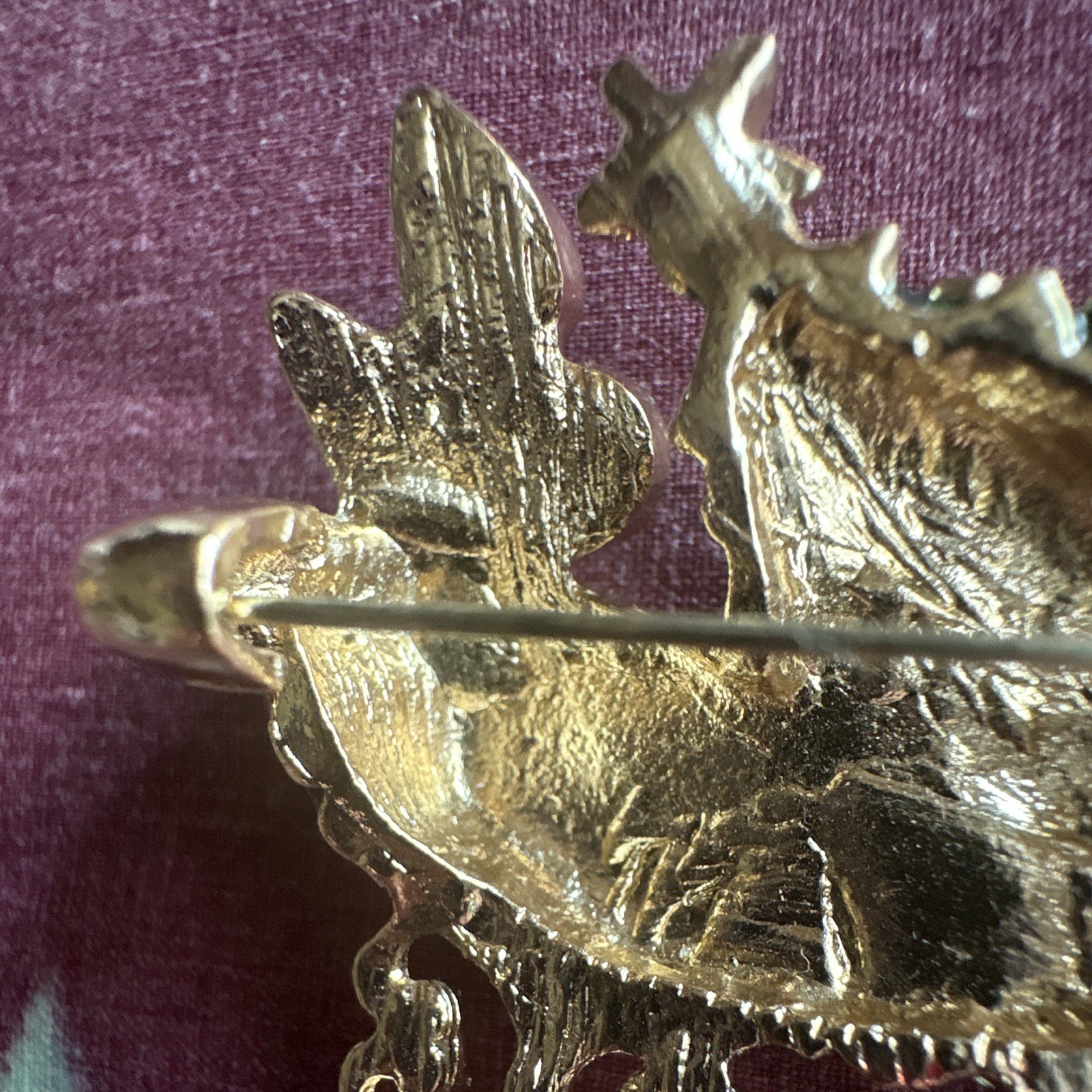 Christmas Sleigh Tree Brooch Pin Gold Tone Enamel Red Green Blue Rhinestones