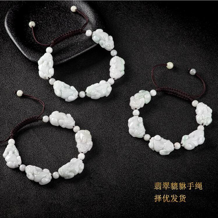 Real Grade A Natural White Jade Jadeite Women Men 5pcs Pixiu Beads Bracelet