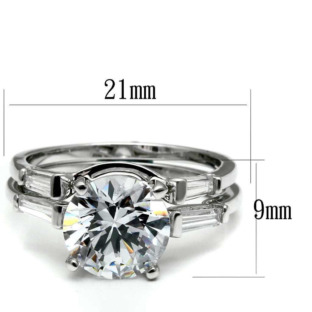 TK2878 – High polished (no plating) Stainless Steel Ring with AAA Grade CZ in