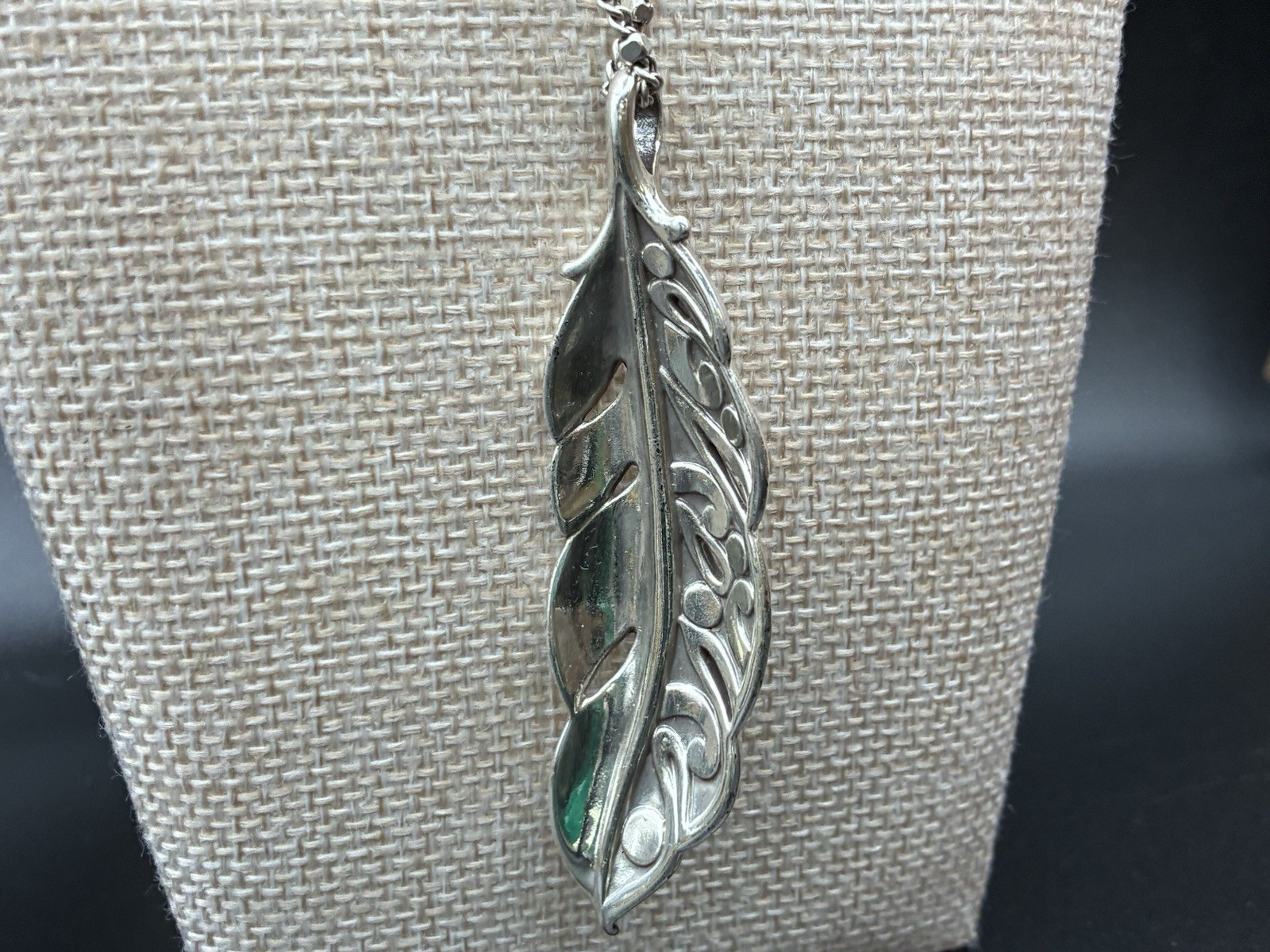 Brighton Contempo Ice Feather Pendant Necklace #1067 36” Long Reversible