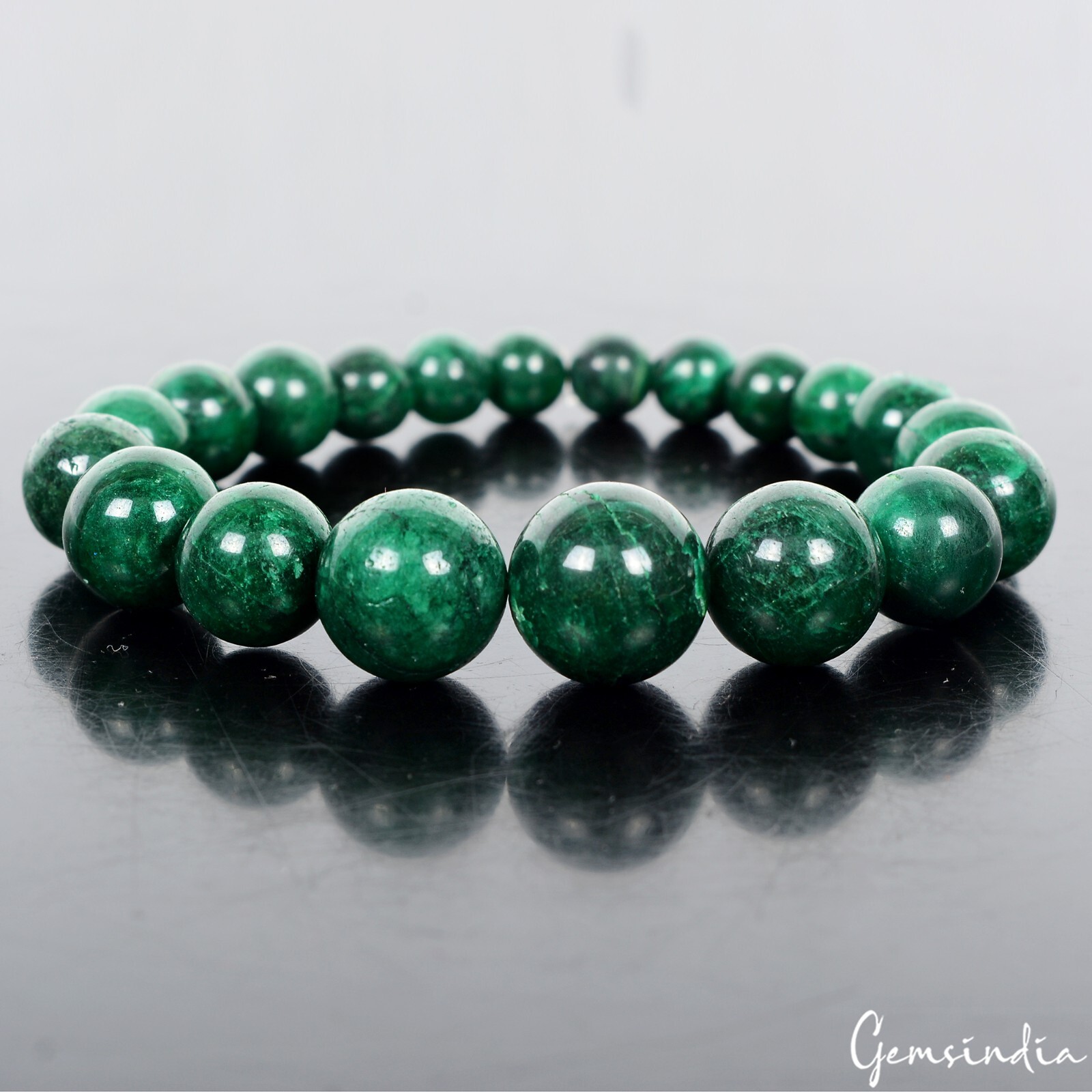 7″ Natural Green Emerald Stretch Bracelet 7-13mm Beads Healing Crystal Gifts