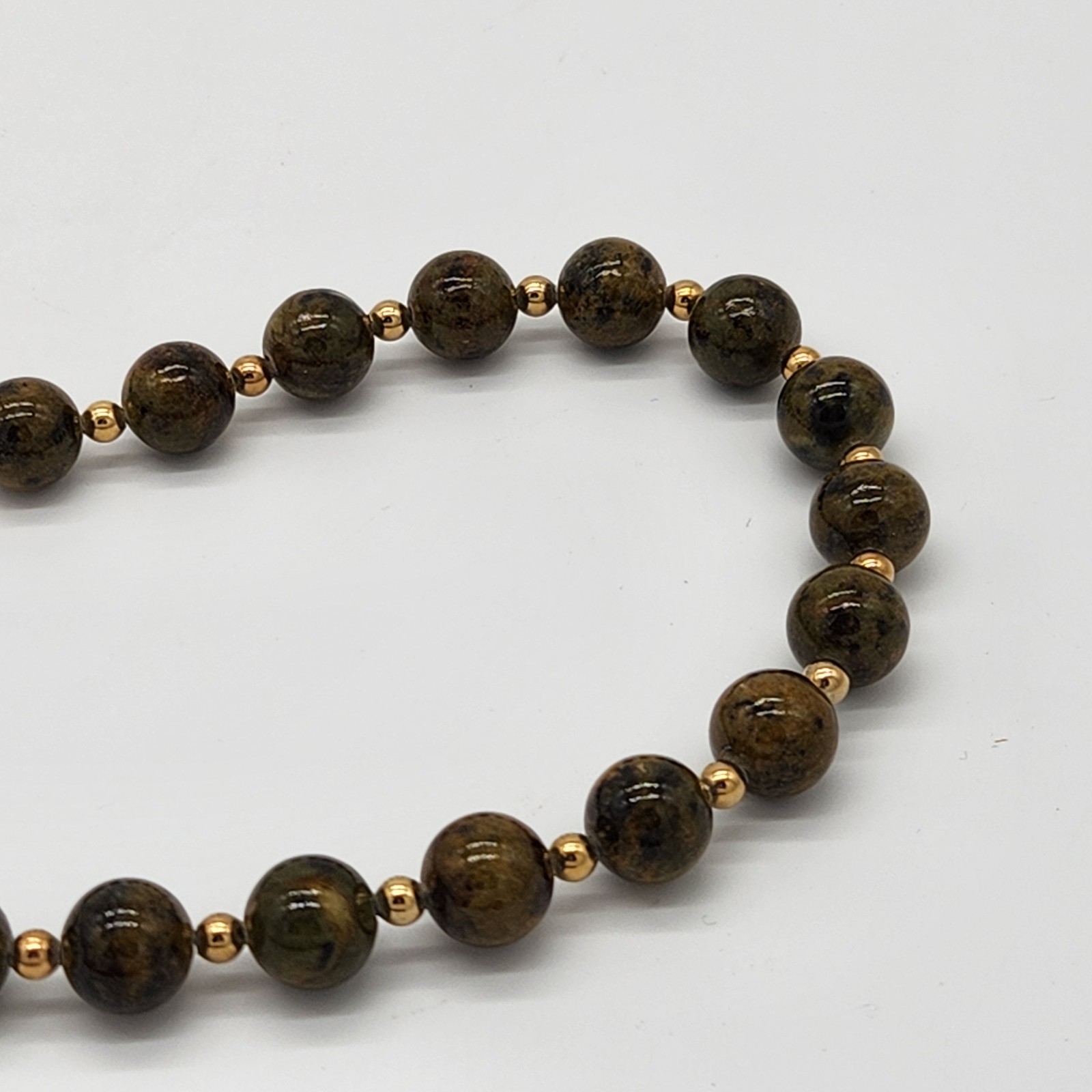 Dark Brown Semi Precious Stone Bead Necklace With Barrel Clasp
