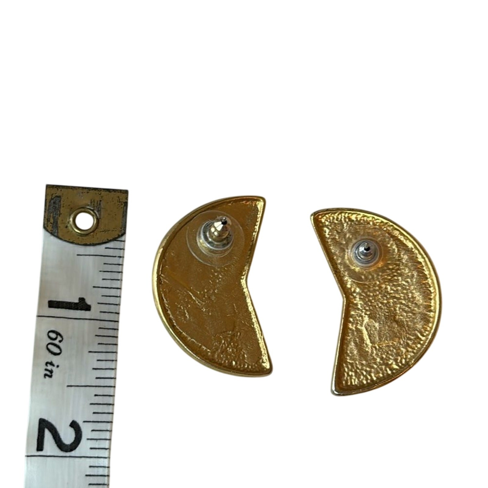 Retro Abstract Enamel Earrings Black Gold Tone Art Deco Style