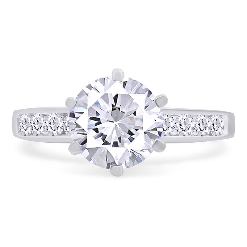 2.84 Ct Engagement Wedding Ring Simulated Diamond 14k White Gold Plated Silver