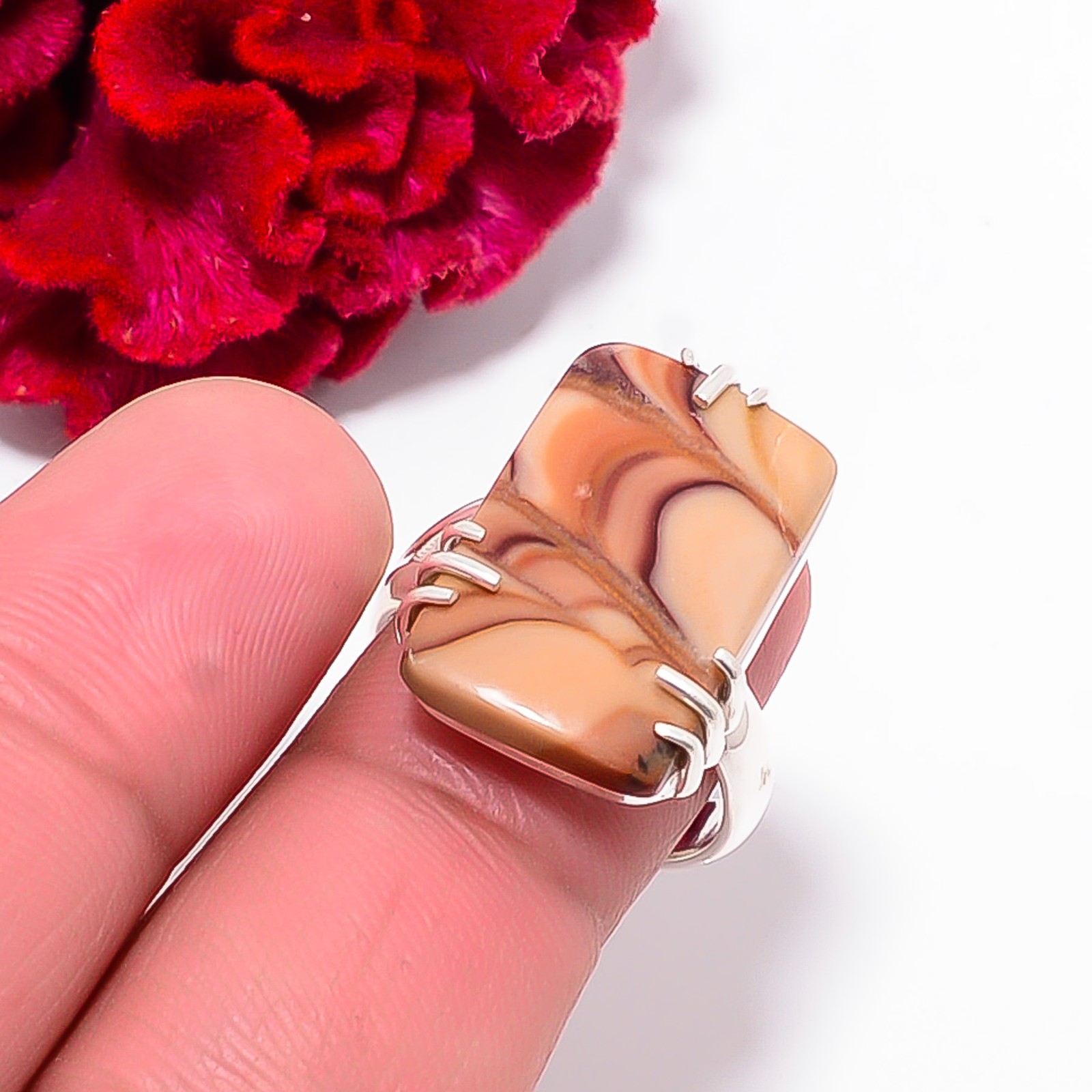 Wave Dolomite – Mexico Gemstone 925 Sterling Silver Ring S.7.5 R102521