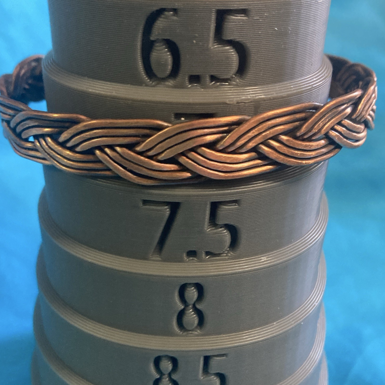 Copper Braided Metal Slip-On Cuff Bracelet, size 6 1/2 to 7 1/2 adjustable
