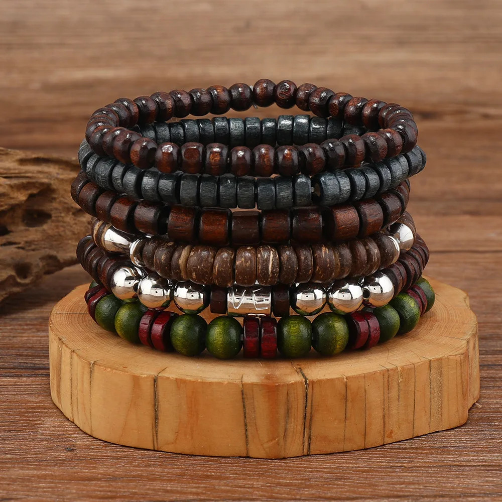 10Pcs Vintage Bohemia Men’S Bracelets – Fashion Stylish Leaves Wristwear Accesso