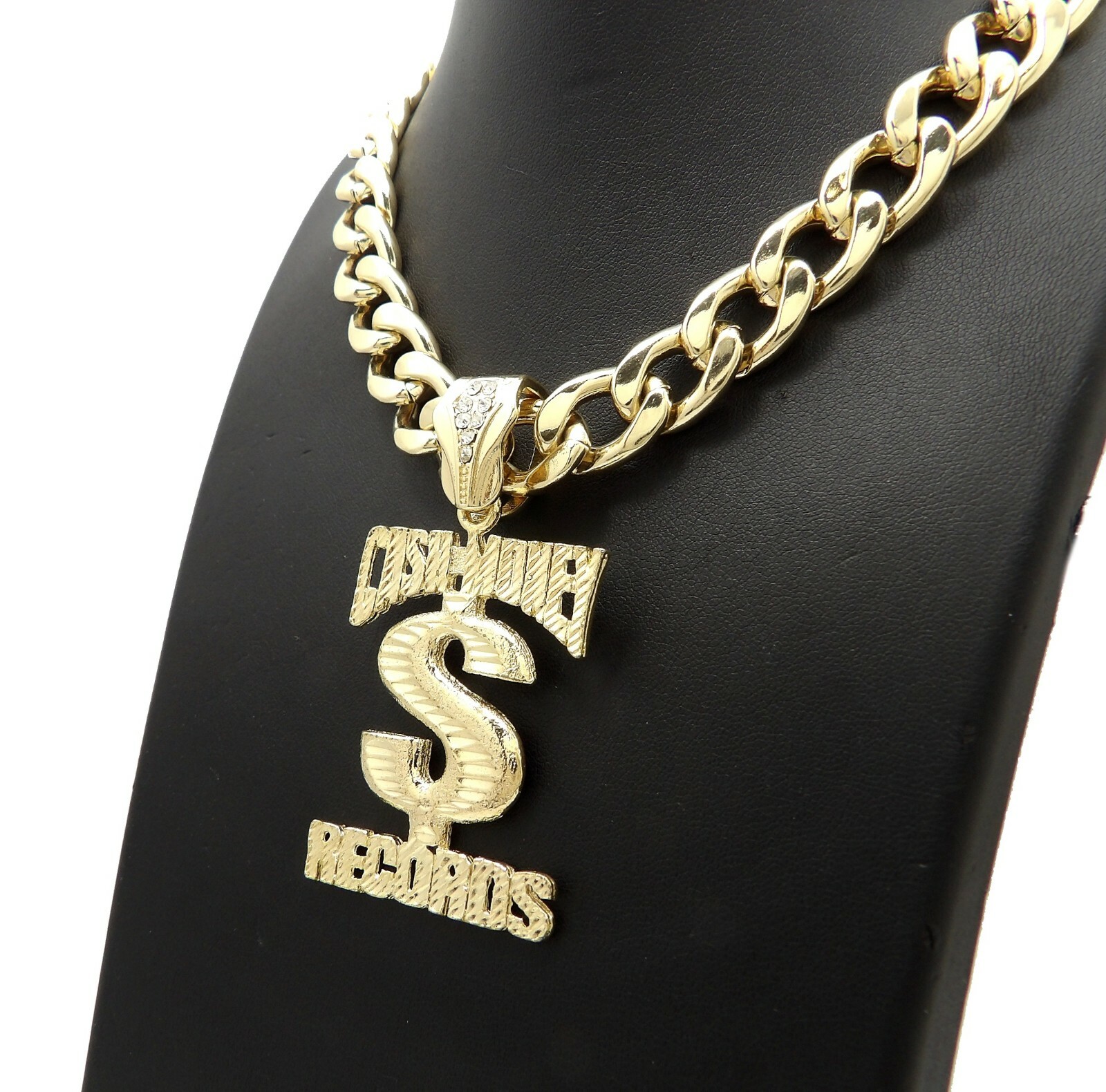 ICED HIP HOP CASH MONEY RECORDS PENDANT 11mm 18″ 20″ CUBAN CHOKER CHAIN NECKLACE
