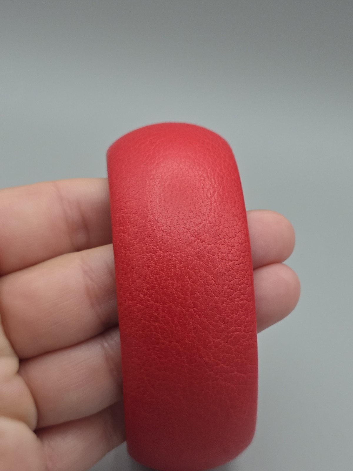 Scuola del Cuoio Genuine Red Italian Leather Wide Bangle Bracelet Made in Italy