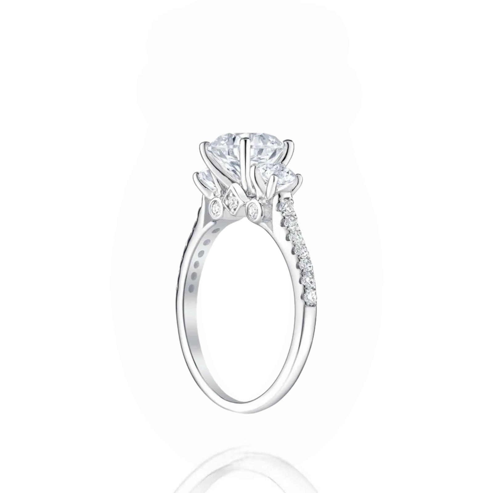 Silver Plated Elegant Round Cubic Zirconia Wedding Ring For Women Size 6-10