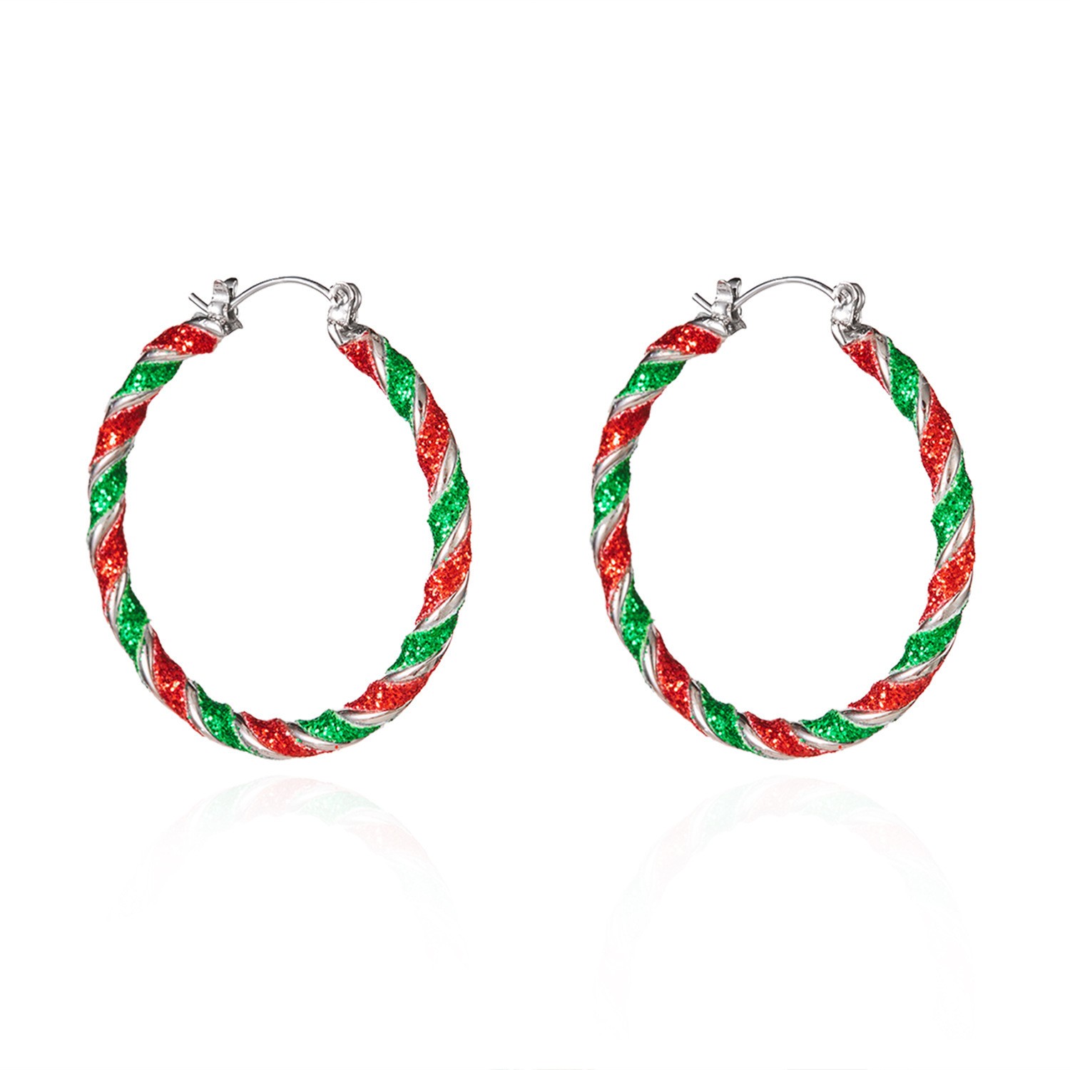 Christmas Twisted Earrings Colorful Oil Drop Circle Stud Earrings Christmas Gift