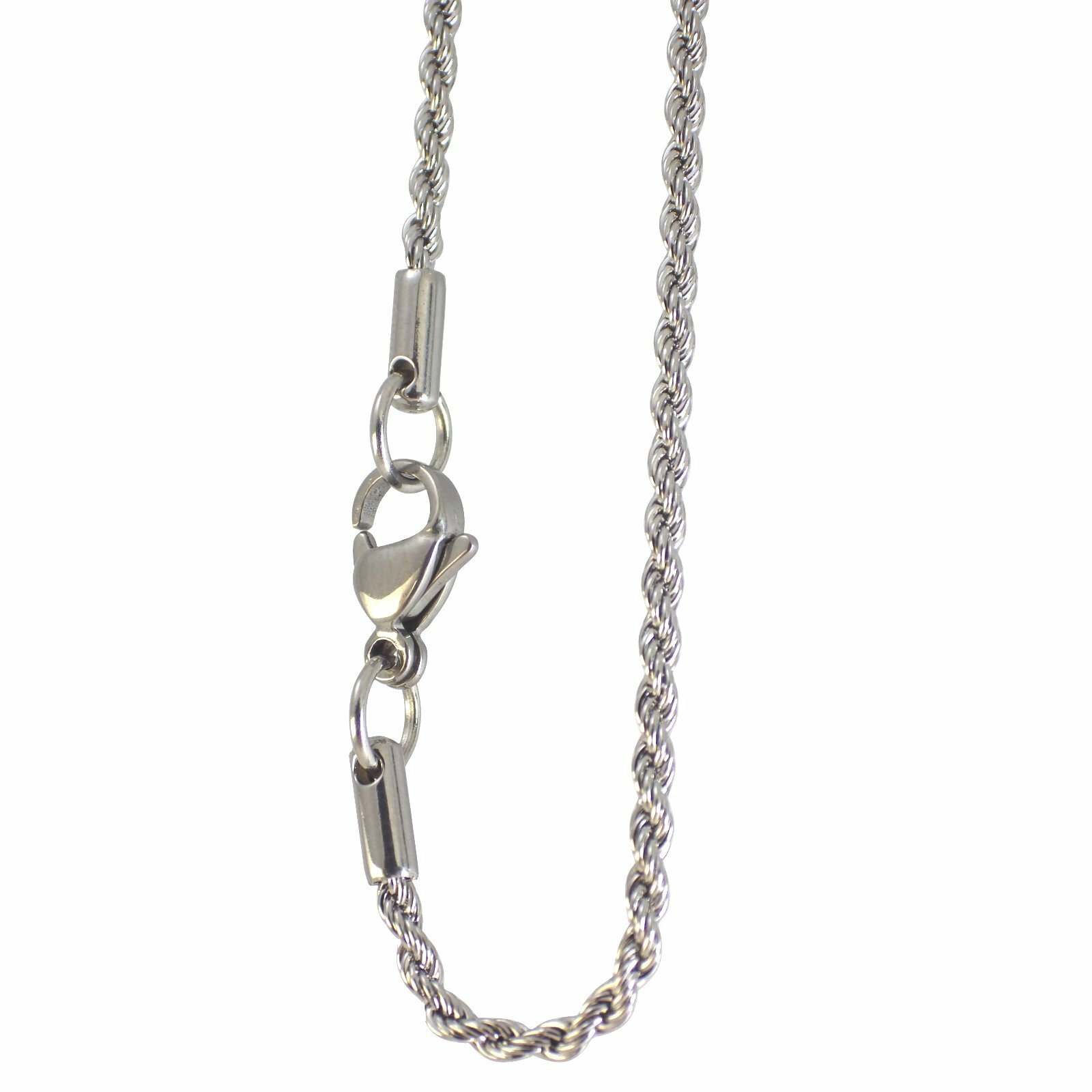 Mens 7mm Rope Chain Necklace Hypoallergenic Surgical Stainless Steel 20-30 inch