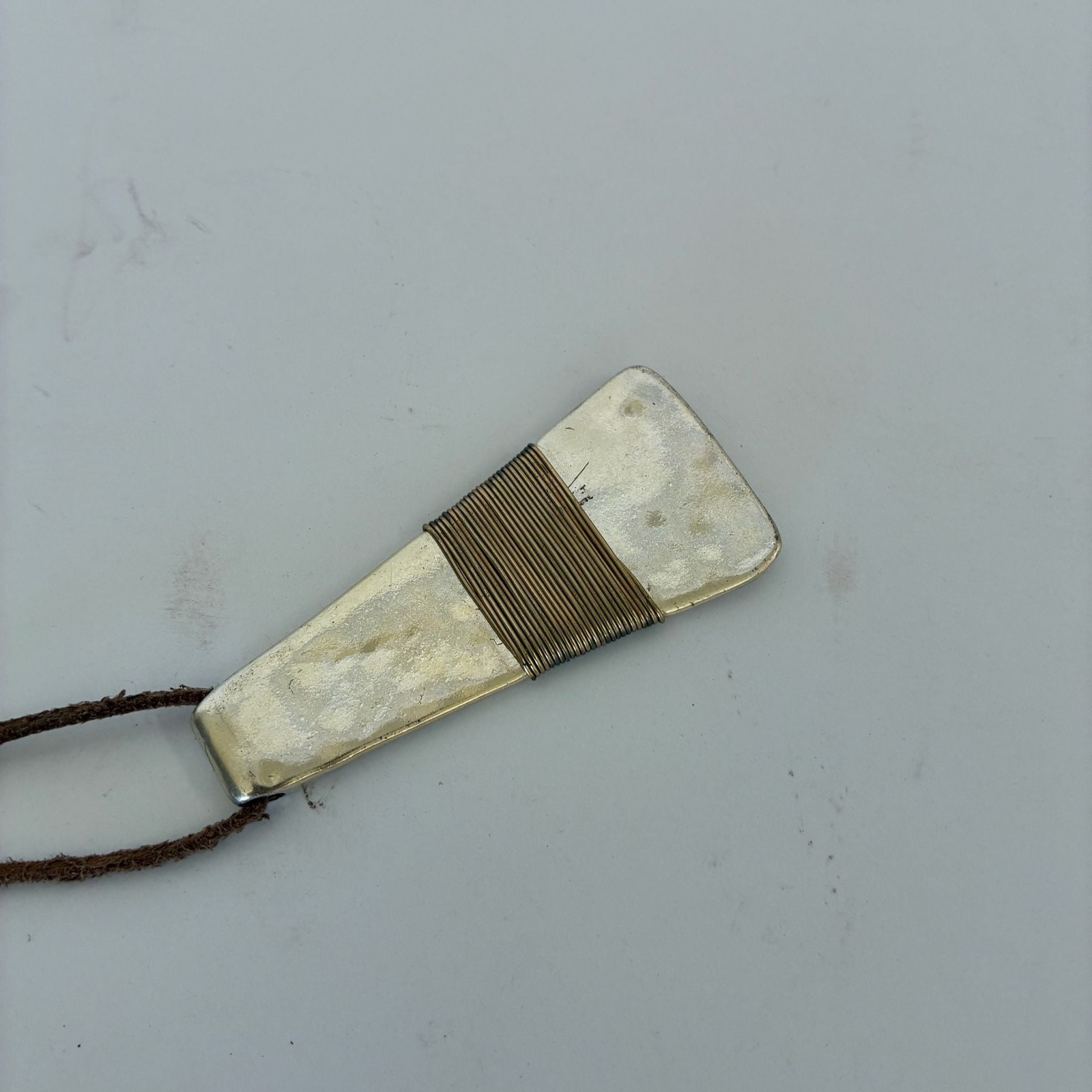 HLM Soho Statement Pendant Necklace with Brown Leather Cord