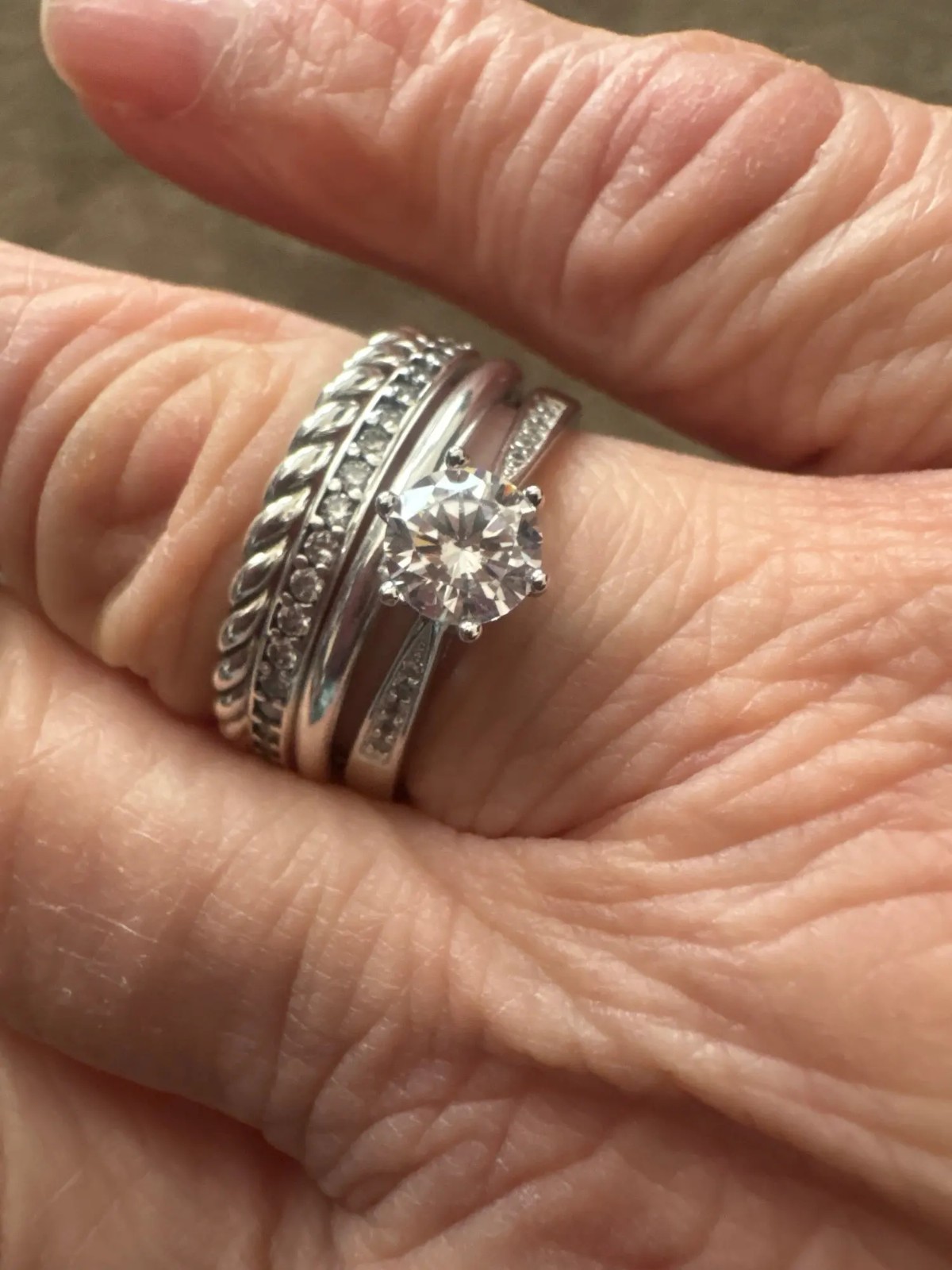 925 Sterling Silver Ring Women 6 Claw Solitaire CZ Engagement Wedding Band