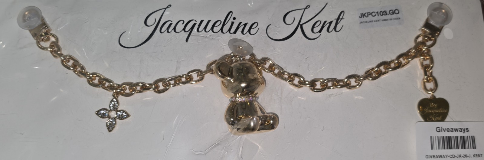 Jacqueline Kent Gold Tone Bear Charm Bracelet Crystal JKPC103.GO