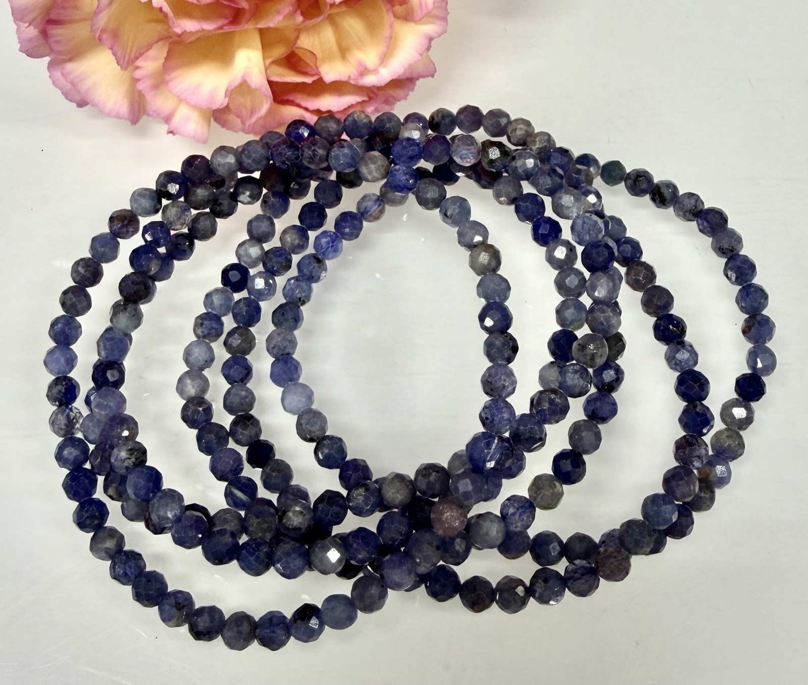 Wholesale 6 Pcs Natural Tanzanite 4.5mm Faceted 7.5” Stretch Bracelet