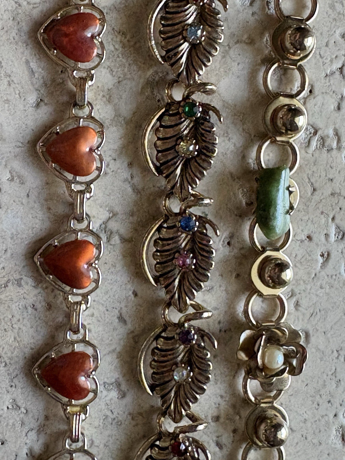 Bracelets Lot Of 3 All Are Gold Tone With Various Colored Stones 7”