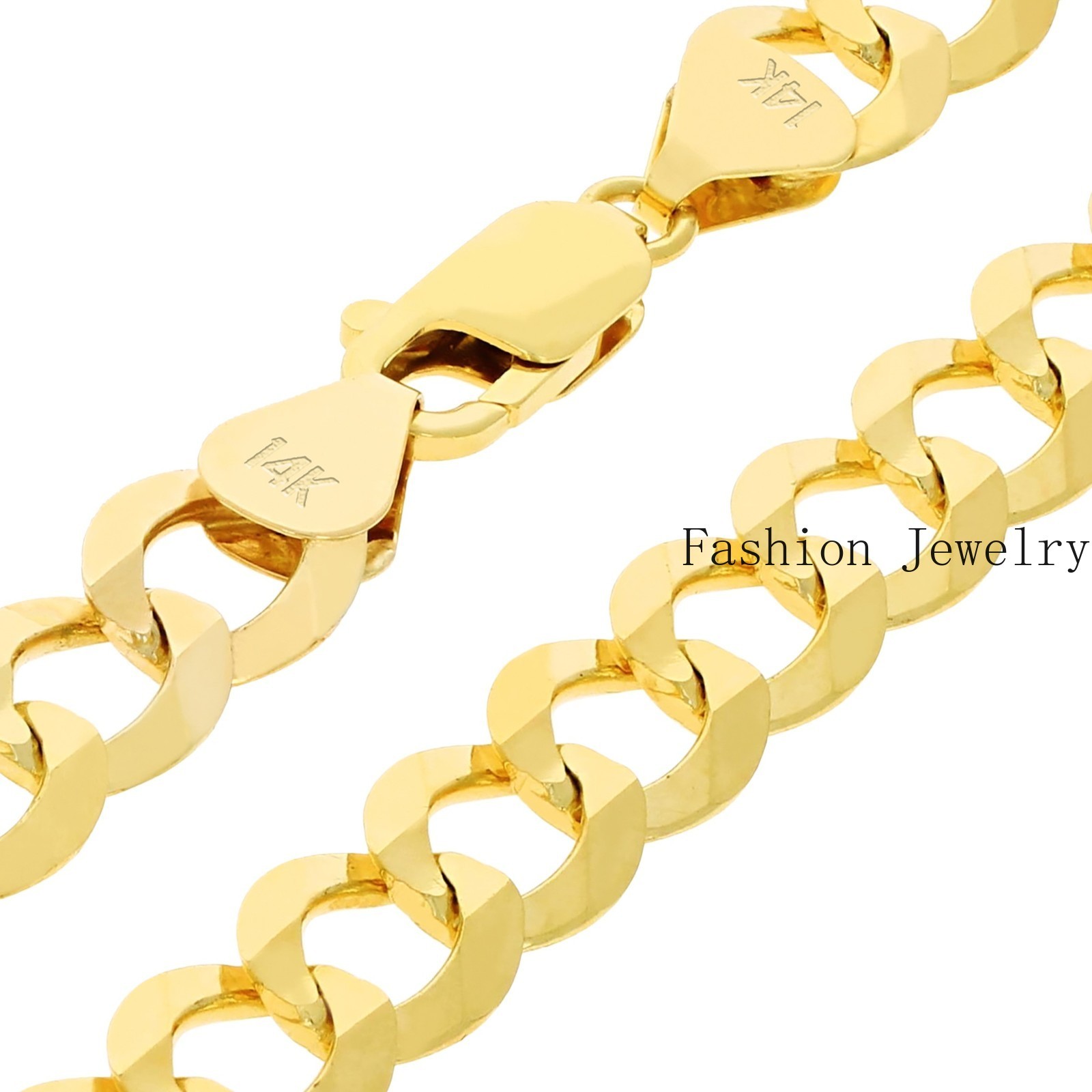 14K Yellow Gold 10mm Mens Solid Curb Cuban Chain Necklace Italian Made 20″- 30″