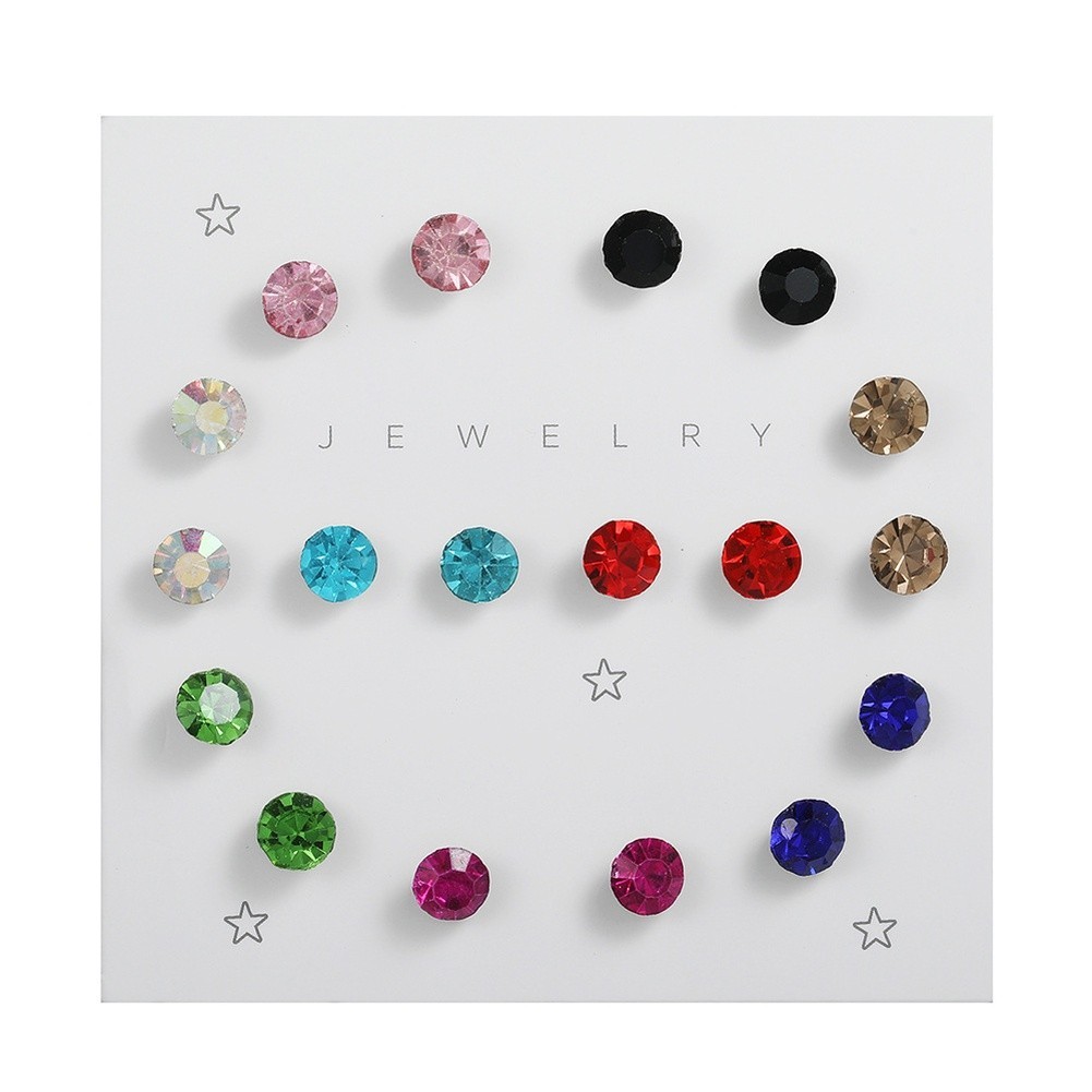 Geometric Zircon Stud Earrings Set for Everyday Wear Resin Plastic Card