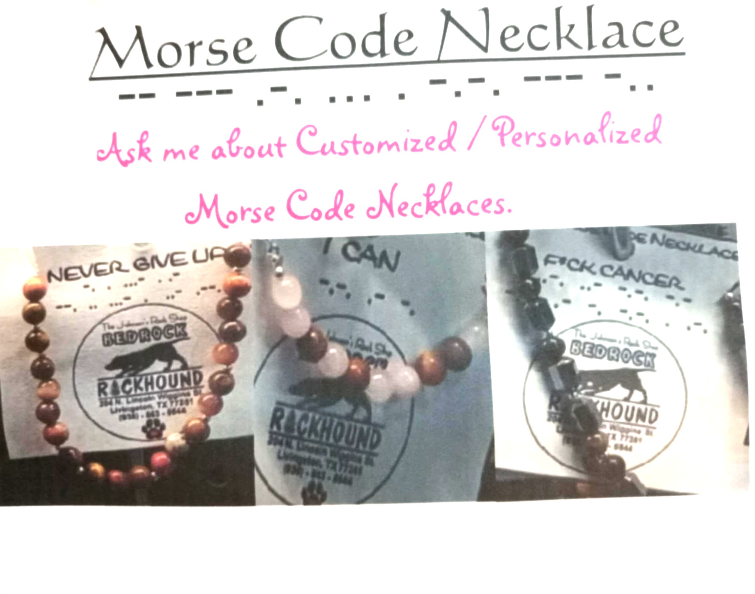 Personalized Morse Code Gem Stone Necklace