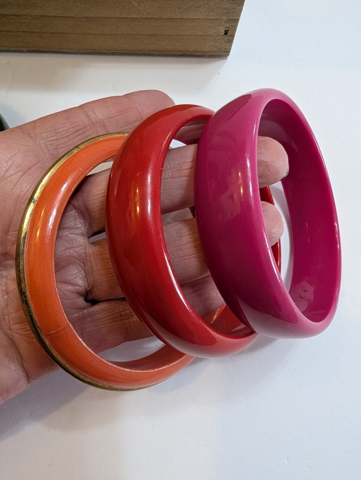 Lot Of 10 Various Colors Plastic Acrylic Wood Bangle Bracelets