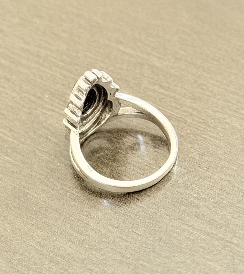 Silver Plated Moon Teardrop Stone Mood Ring + Color Chart + Gift Box Size 6.5