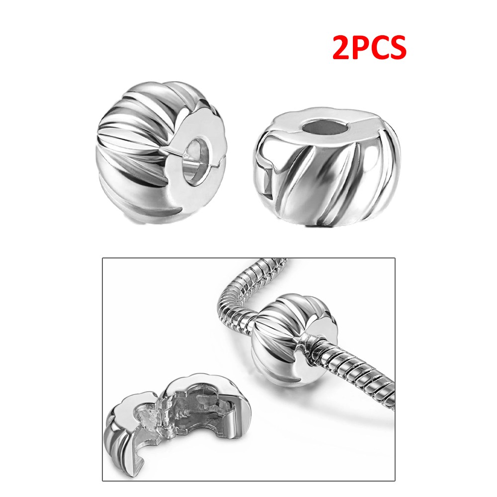 Clip Spacer Charm for Bracelet Clip Lock Stopper Bead Spacer European Beads 2Pcs