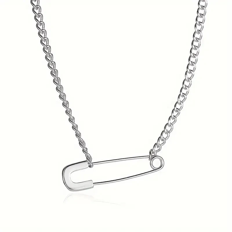 Creative Safety Pin Pendant Necklace Unique Pendant Necklace Silvery Fashion New