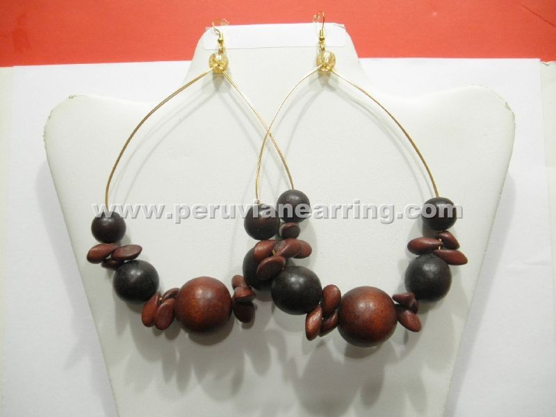 Handmade Colorful Wooden Hoop Earrings – Bold Brown Statement Jewelry