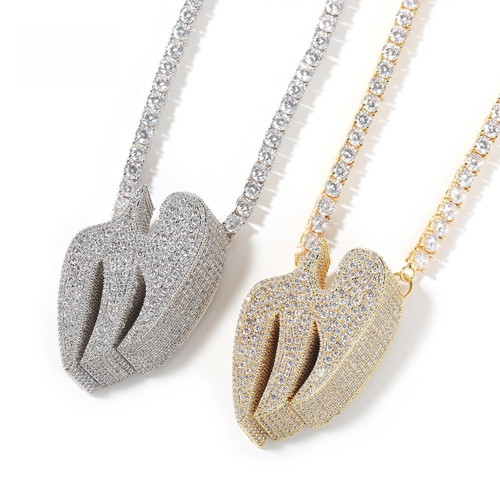 Hip Hop Jewelry Swallow Pendant Tennis Chain Necklace Gold Filled Cz Accessories