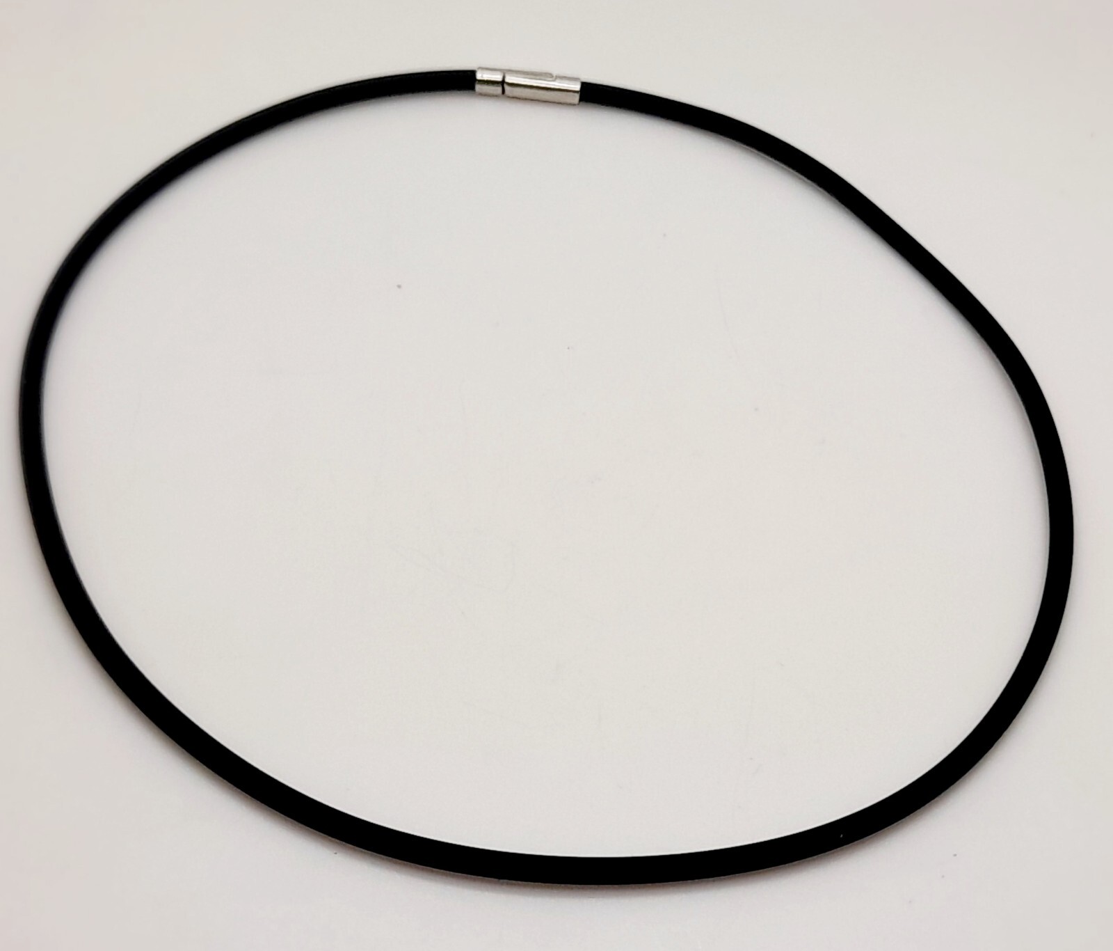 N001 Black Rubber Rope Cord 16 inch Chain fashion Necklace Clasp magnet 3mm