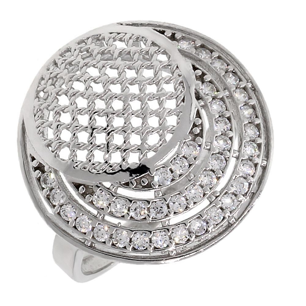 Silver Simulated Shell Zirconia Earrings Pendant Ring Set With 18 Inches Chain