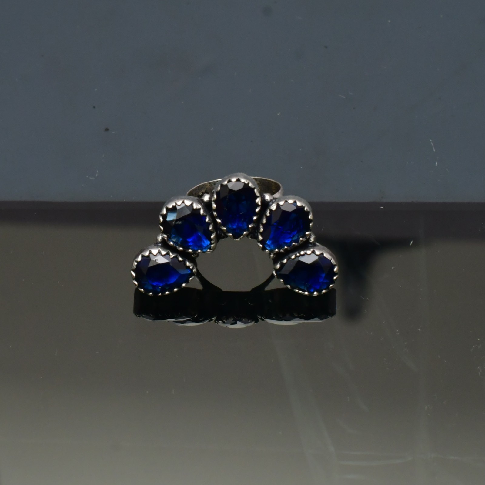 Blue Sapphire (Lab-Created)Gemstone 925 sterling silver Handmade Ring- All Size