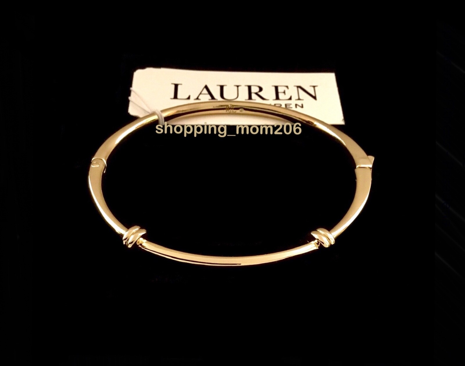 Lauren Ralph Lauren Gold Tone Hinge Bangle Bracelet