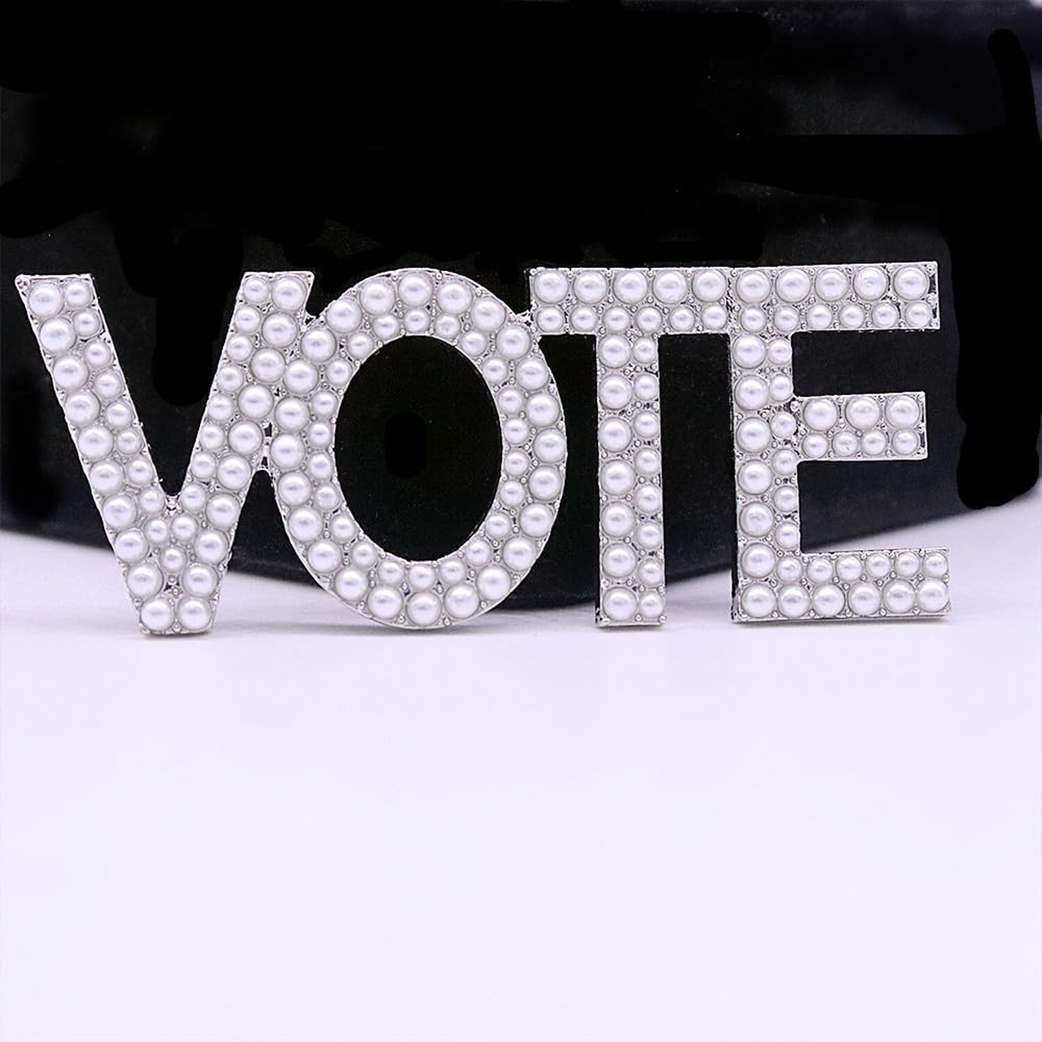 Social Gifts Pearl Letter Vote Pin Brooch Paraphernalia Graduation Jewelry