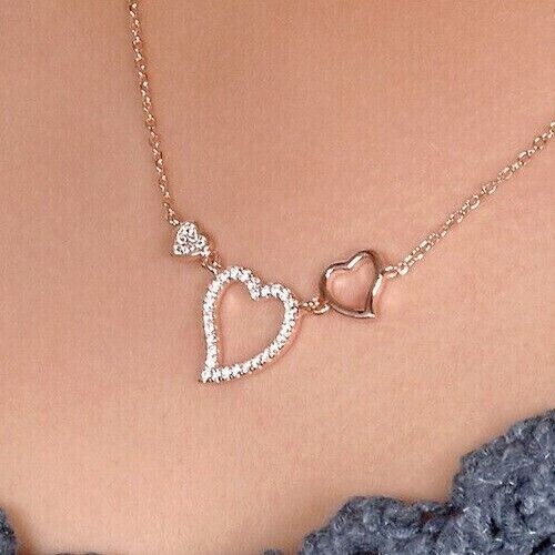Round Cut Simulated Diamond Women’s Stunning Heart Pendant 14K Rose Gold Plated