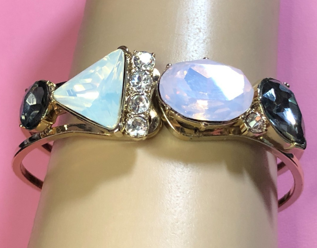 Gold Opalite Crystal Rhinestone Bracelet Clamper WHITE HOUSE BLACK MARKET 3446