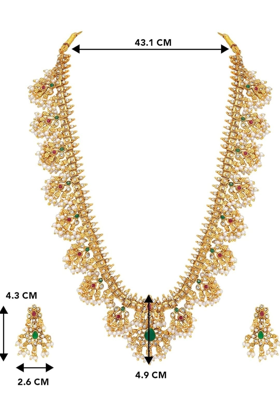Indian Bollywood Traditional South Indian Necklace Set With Matching Earrings