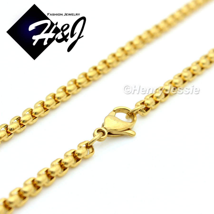 24″MEN Stainless Steel 2mm Gold Plated Box Link Chain VIRGIN MARY Pendant*GP54