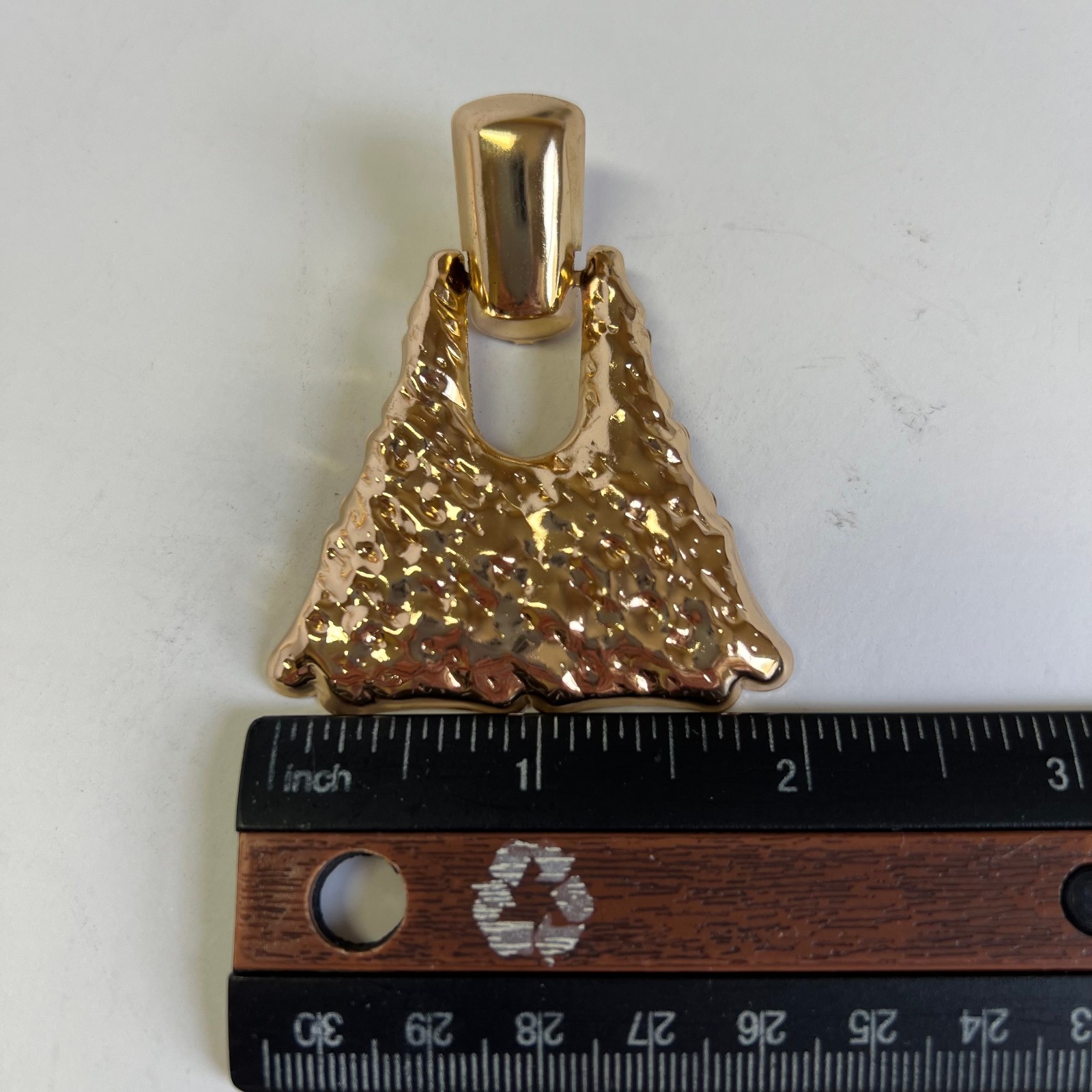 hammered gold earrings pierced back stud dangle gepmetric modren triangle bold