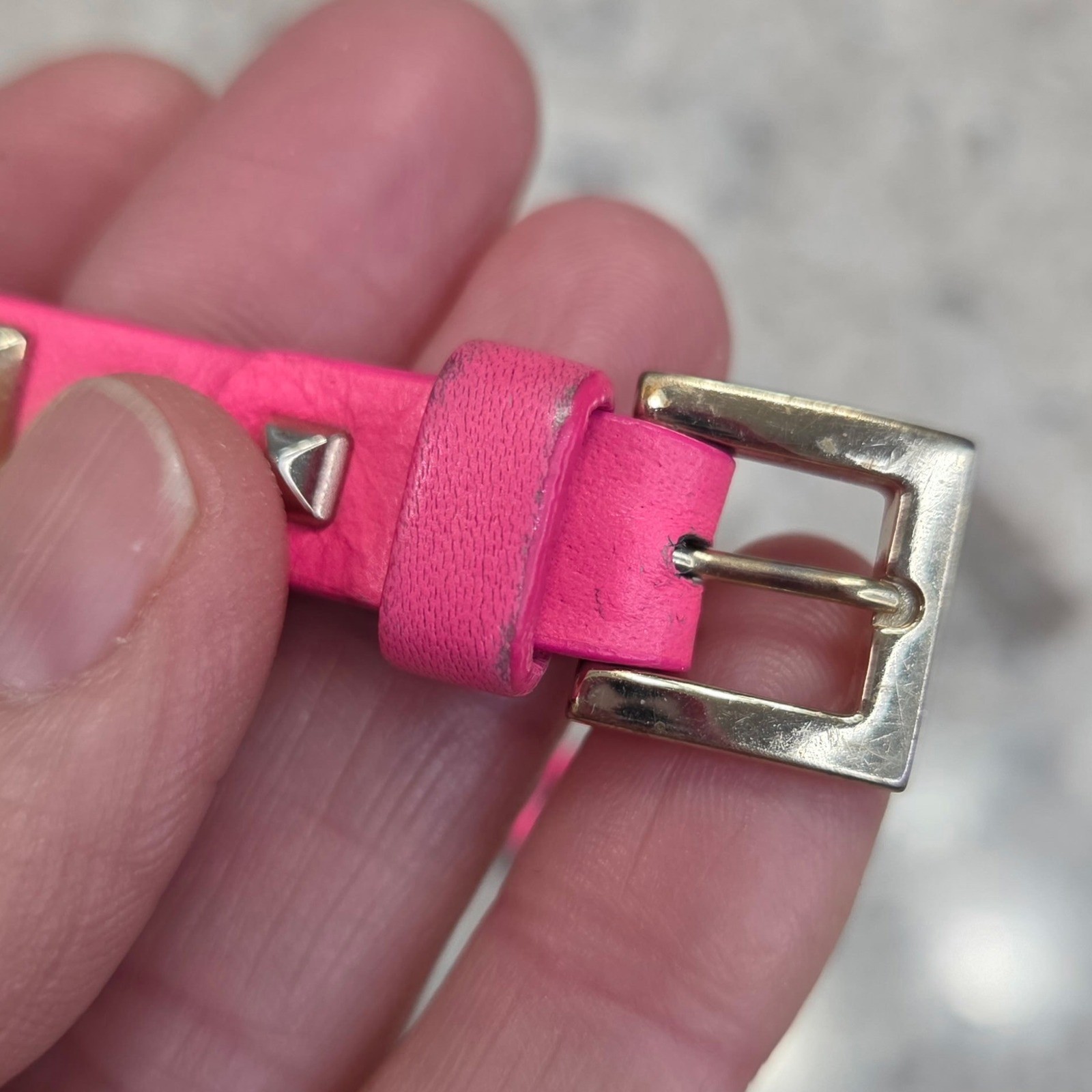 Valentino Garavani Rockstud Pink Rockstud Leather Bracelet Made in Italy